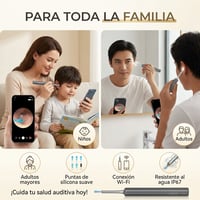 Limpiador de oídos con cámara para toda la familia: niños, adultos y adultos mayores con puntas de silicona suave