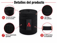 Detalle del vendaje elástico de 4 metros por 13 cm con cierre de velcro segmentado