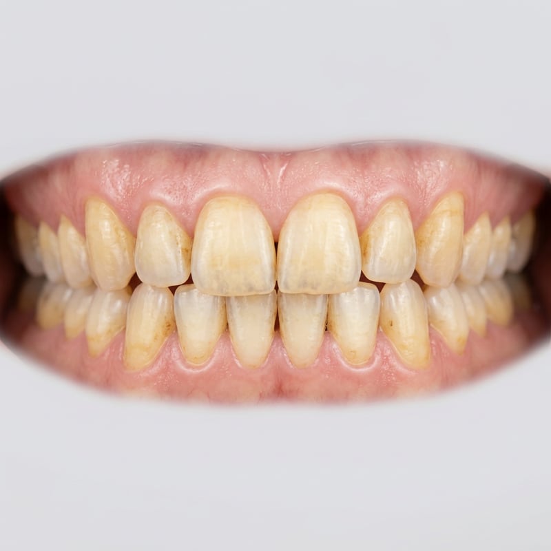 Pasta dental reparadora y blanqueadora — antes