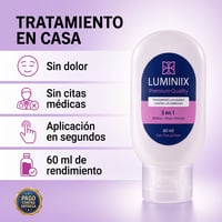 Ingredientes de Luminiix: ácido salicílico, aceite de árbol de té y aceite de jojoba junto al frasco