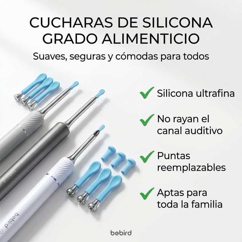 Puntas de silicona suave de grado alimenticio del limpiador de oídos, seguras para toda la familia