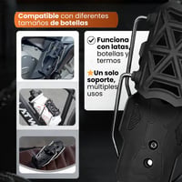 Portabidón compatible con diferentes tamaños de botellas, latas y termos en bicicleta y moto