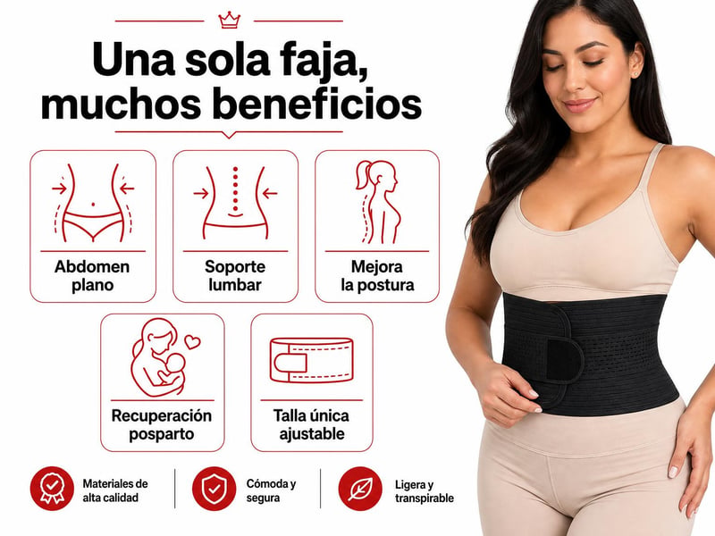 Beneficios de la faja de vendaje elástico: abdomen plano, soporte lumbar y mejor postura