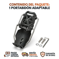 Contenido del paquete: 1 portabidón adaptable con tornillería, pago contra entrega, envío gratis y garantía de 30 días