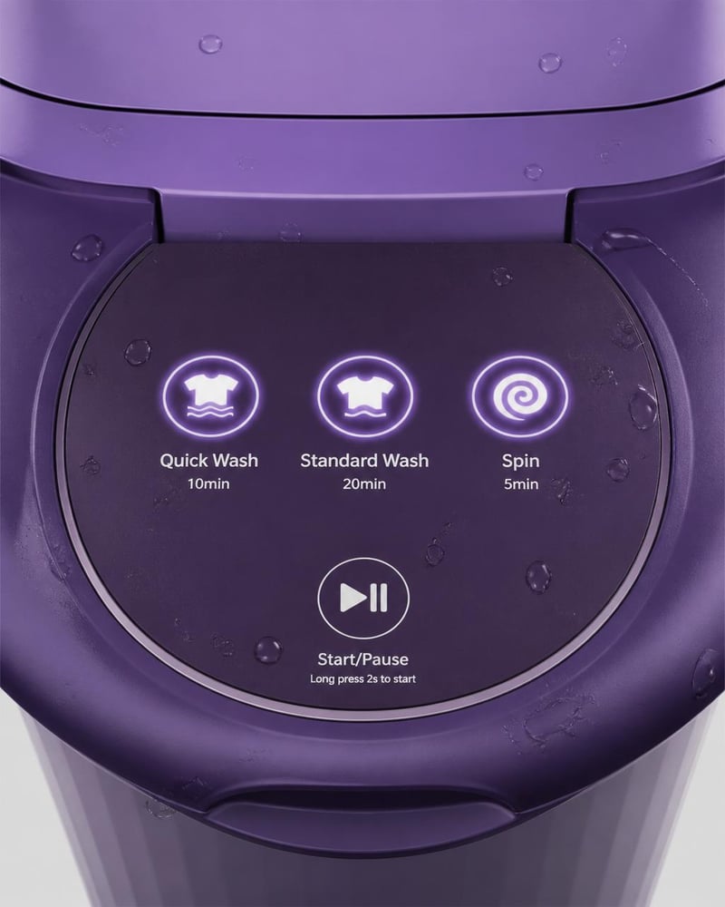 Detalle de la tecnología y modos de lavado de la mini lavadora portátil