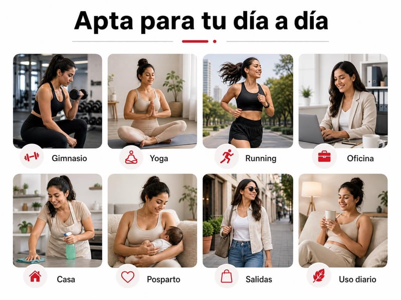 Mujer con la faja de vendaje elástico negra lista para entrenar, en oficina y uso diario
